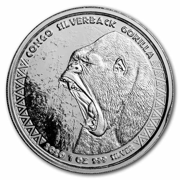 Republic of Congo 1 oz Silver Silverback Gorilla (Abrasions)